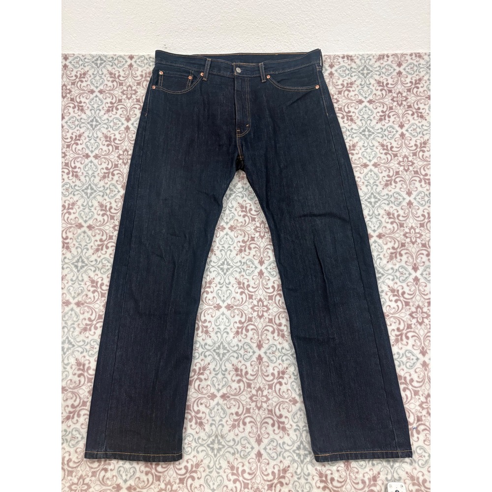 Levis 505 Regular Fit Dark Wash Indigo Denim Jeans Mens 38x32 00505-0216